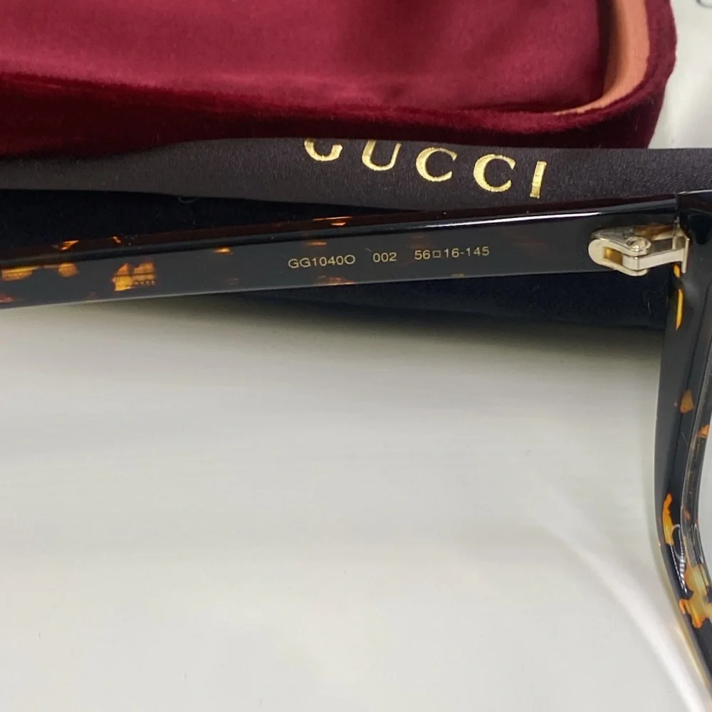 New Authentic Gucci GG1040O 002 dark tortoise Eyeglasses